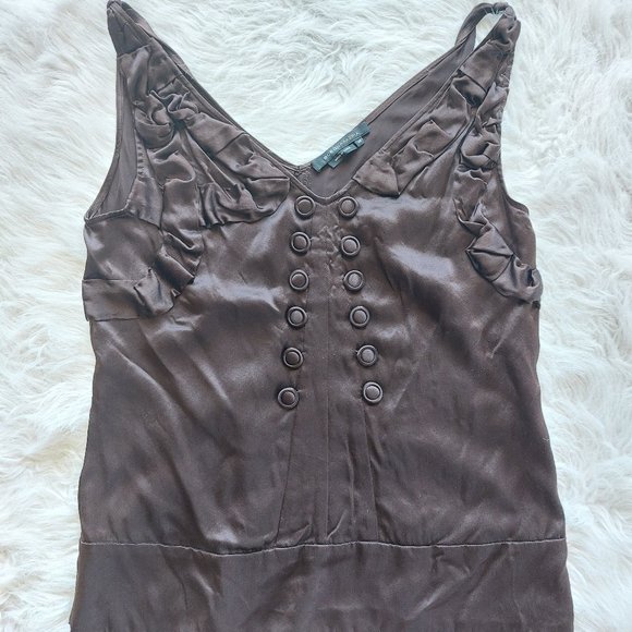 BCBCMAXAZARIA Women's Brown 100% Silk V-Neck Tank Top Size XS - Picture 2 of 7